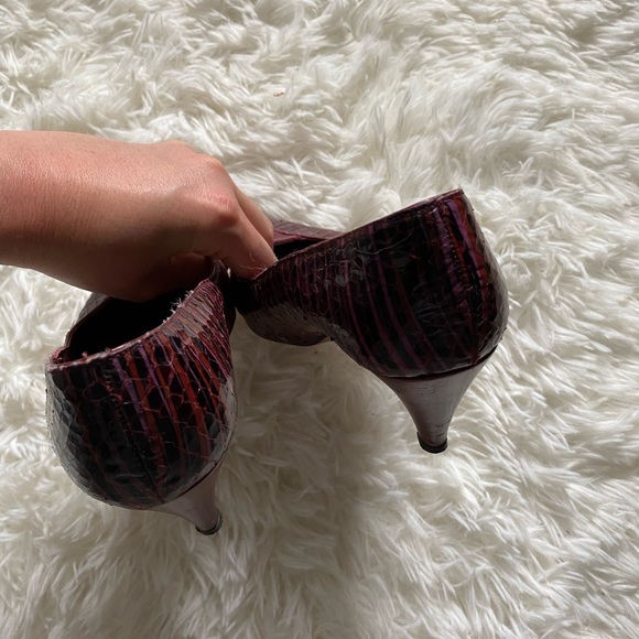 Vintage 80s Leather Patterned Thomas Wallace Heels - Size 6.5 - Picture 5 of 8